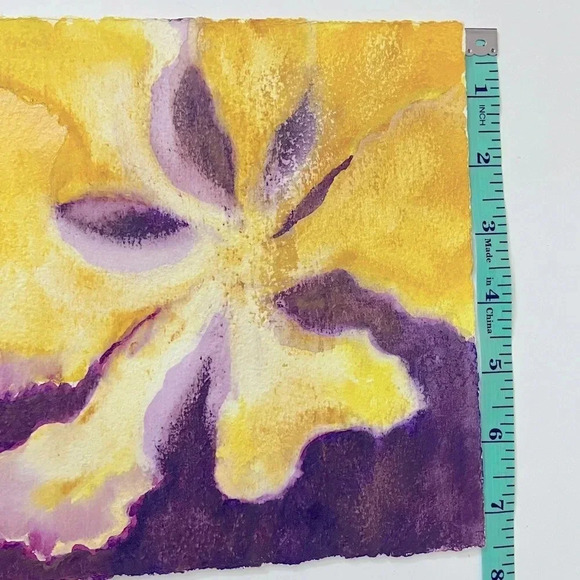 Original‎ Watercolor Painting Floral Purple Yellow NWOT Unframed - Picture 4 of 5